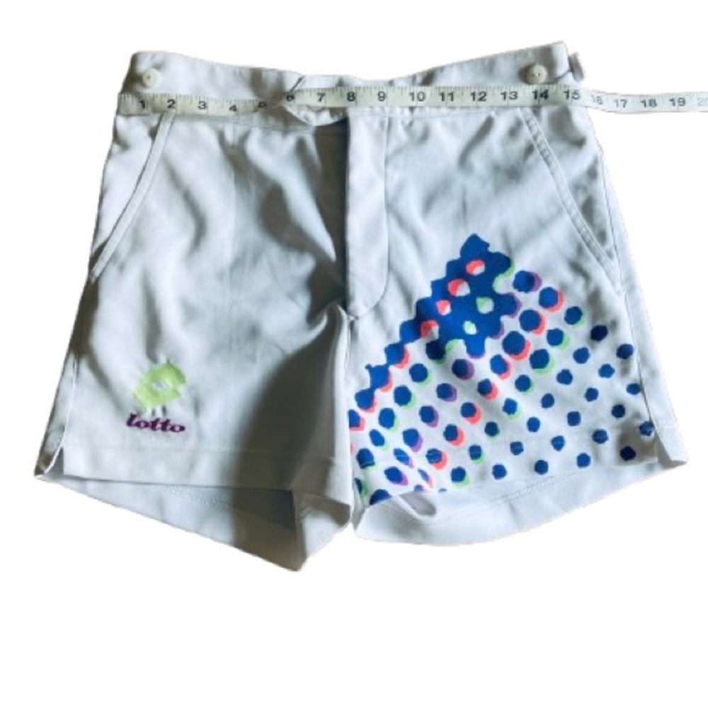 Lotto Women's White Athletic Shorts with Colorful Dots
